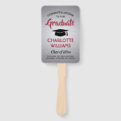 Éventail 1 Photo Graduation Élégant Brossé Gris Rouge Noir (Devant)