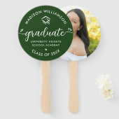 Éventail 1 Photo Green Graduation Modern Script Hearts Casq (Devant et derrière)