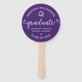 Éventail 1 Photo Purple Graduation Moderne Script Hearts Ca (Devant)