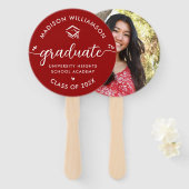 Éventail 1 Photo Red Graduation Modern Script Hearts Casque (Devant et derrière)