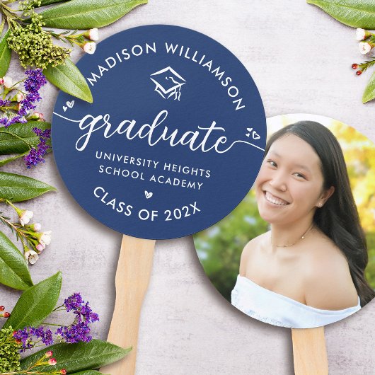 Éventail 1 Photo Remise de diplôme Bleu Moderne Écriture Ma