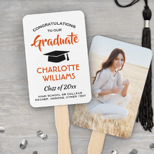 Éventail 1 Photo Remise de diplôme Moderne Orange Blanc et 