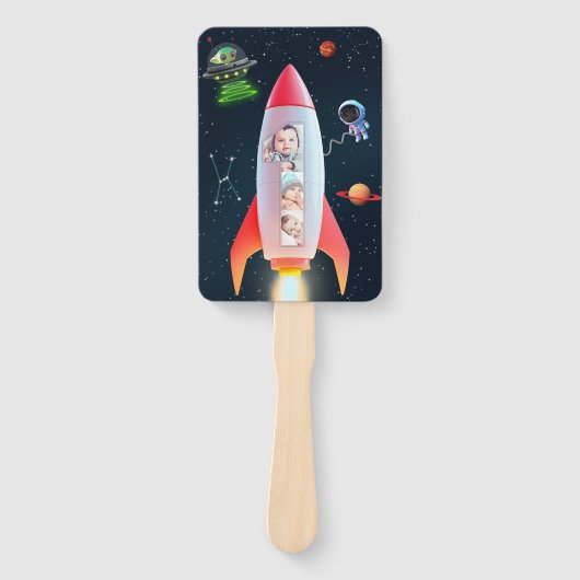 Éventail 1er Anniversaire Space Rocket | Un énorme Merci (Devant)