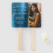 Éventail 2025 Photo Turquoise Bleu Brossé Métal Graduation (Devant et derrière)