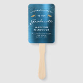 Éventail 2025 Photo Turquoise Bleu Brossé Métal Graduation (Devant)