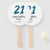 Éventail 21 ans audacieux lettre bleue simple minimum (Devant et derrière)