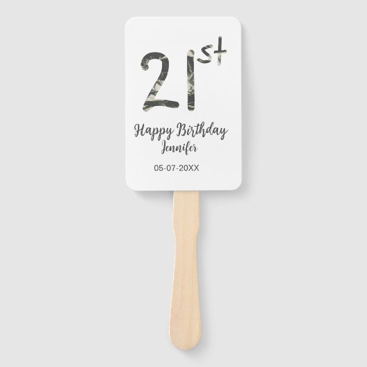 Éventail 21e anniversaire ajouter nom date année noire modè (Devant)