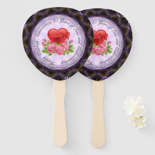 Éventail 25e anniversaire du mariage Ensemble de fans (Devant et derrière)