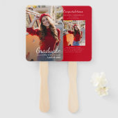 Éventail 2 Photos Graduation White Red Grad 2025 Custom (Devant et derrière)