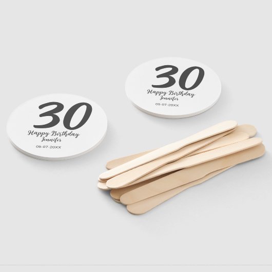 Éventail 30e anniversaire ajouter nom date année noir modèl (Non-assemblé)