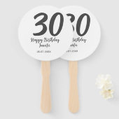 Éventail 30e anniversaire ajouter nom date année noir modèl (Devant et derrière)