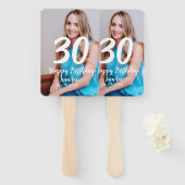 Éventail 30e anniversaire ajouter nom date année photo blan (Devant et derrière)