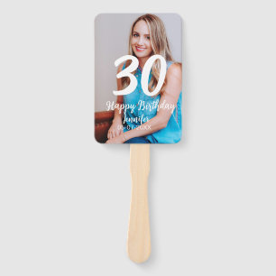 Éventail 30e anniversaire ajouter nom date année photo blan