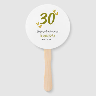 Éventail 30e anniversaire heureux couple de mariages gris d