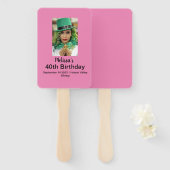 Éventail 40e anniversaire Photo personnalisée rose (Devant et derrière)