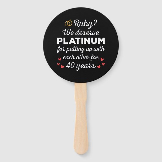 Éventail 40ème anniversaire du Mariage I - Ruby Funny Coupl (Dos)