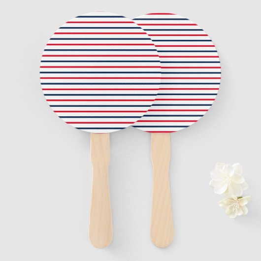 Éventail 4 juillet rouge blanc rayures patriotique (Devant et derrière)