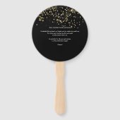 Éventail 50 ans et fabuleux Anniversaire Confettis noir or (Dos)