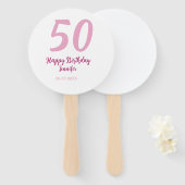Éventail 50e anniversaire ajouter nom date année rose rouge (Devant et derrière)