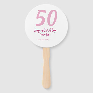 Éventail 50e anniversaire ajouter nom date année rose rouge