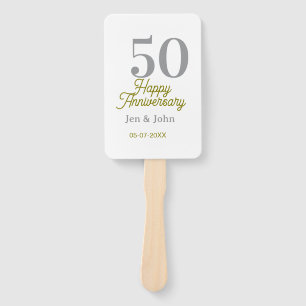 Éventail 50e anniversaire de mariage nom date argent or dat