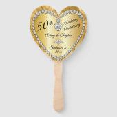 Éventail 50e anniversaire Mariage Gold Diamonds Keepsaké (Devant)