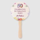 Éventail 50e fête d'anniversaire Floral Moderne 50 Mileston (Devant)