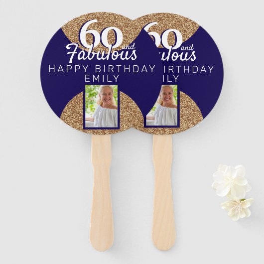 Éventail 60 et Fabulous Gold Parties scintillant 2 Photo 60 (Devant et derrière)