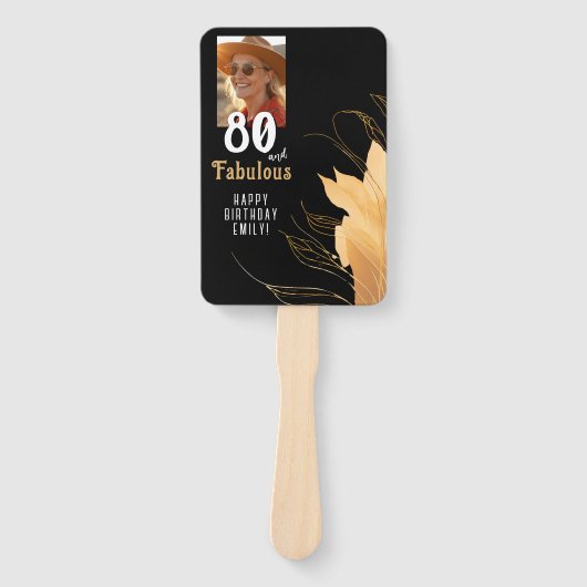 Éventail 80 and Fabulous Gold Foliage 80th Birthday Photo (Devant)