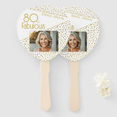 Éventail 80 and Fabulous Gold Glitter Photo 80th Birthday  (Devant et derrière)