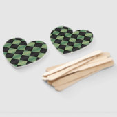 Éventail À damiers moderne vert olive noir dégradé (Non-assemblé)