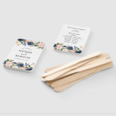 Éventail à main botanique Rose Fushia Bleu Marine (Non-assemblé)