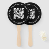 Éventail à main | Code QR personnalisé Logo Noir P (Devant et derrière)