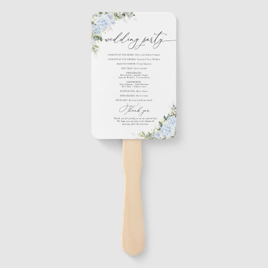 Éventail à main de programme de mariage floral Hyd (Dos)