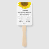 Éventail à main pour mariage avec tournesol rustiq (Dos)