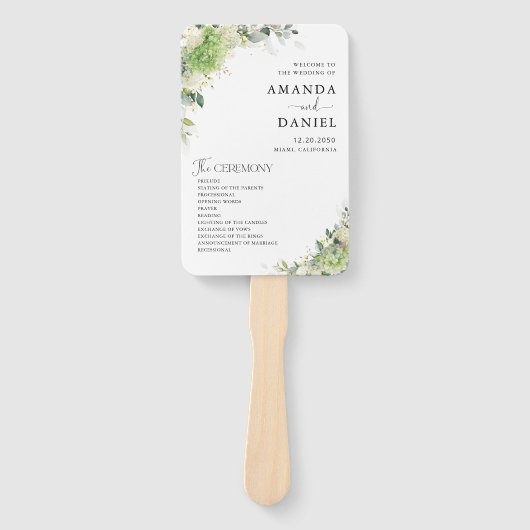 Éventail à main pour programme de mariage aux hort (Devant)