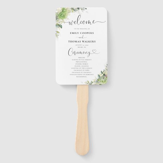 Éventail à main pour programme de mariage aux hort (Devant)