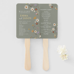Éventail à main pour programme de mariage floral b