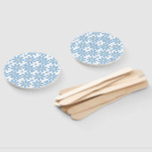 Éventail à motif floral bleu (Non-assemblé)