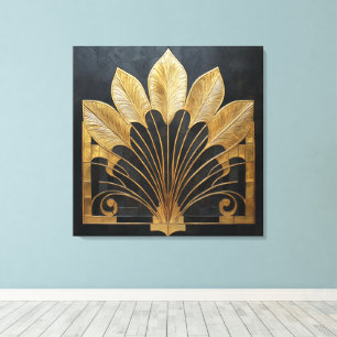 Éventail à plumes dorées Art déco intemporel sur t