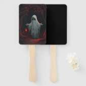 Éventail A white ghost holding a red lantern with red leave (Devant et derrière)