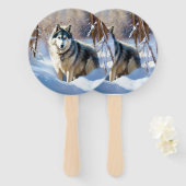 Éventail Aaskan Malamute Laisser Il Neige Noël (Devant et derrière)