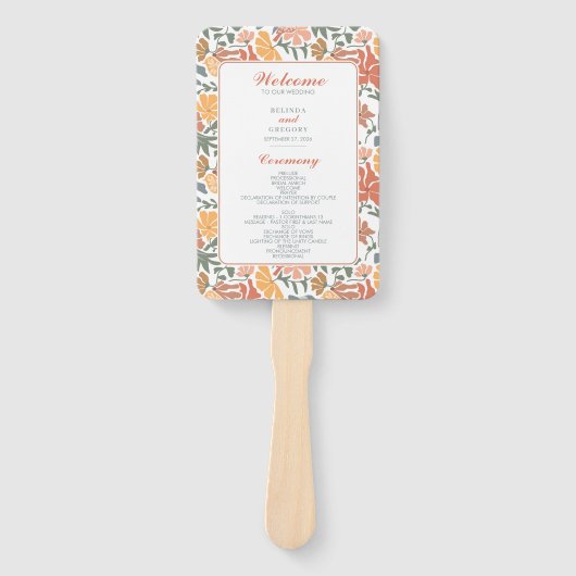 Éventail Abstrait Floral Birds Programme de mariage du mili (Devant)