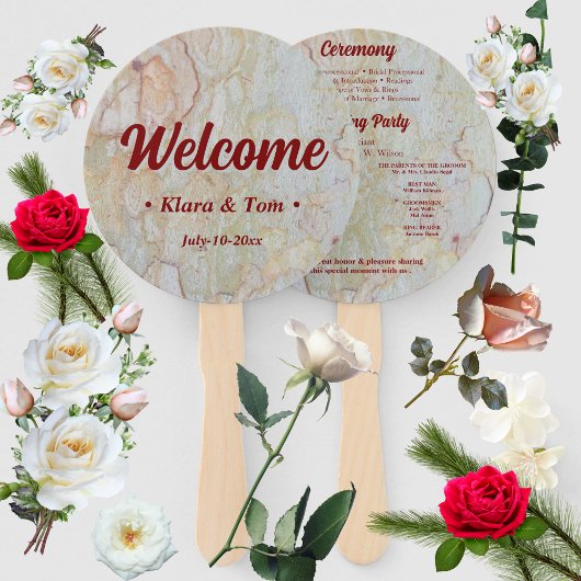 Éventail accueil rustique design programme de mariage