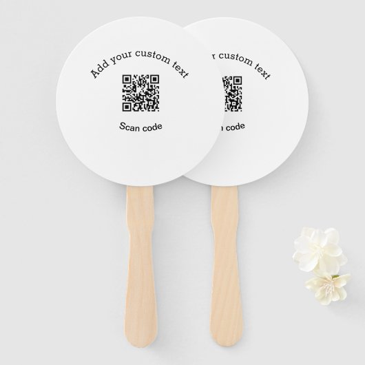 Éventail Add your custom text scan QR code business (Devant et derrière)