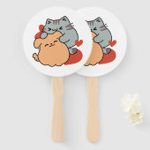 Éventail Adorable chat et chien Hug - Meow & Woof Design (Devant et derrière)