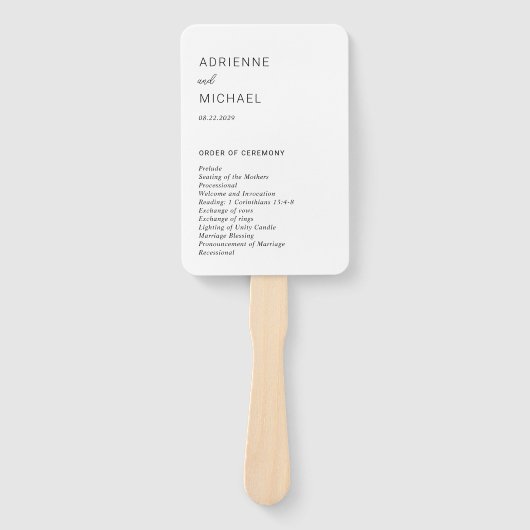 Éventail Adrienne Simple Programme de Mariage Moderne (Devant)