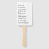 Éventail Adrienne Simple Programme de Mariage Moderne (Dos)