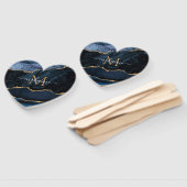 Éventail Agate Marine Blue Gold Custom Nom lettre Fan main (Non-assemblé)