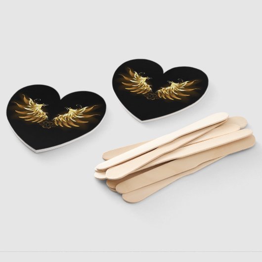 Éventail Ailes d'Ange d'or sur arrière - plan noir (Non-assemblé)